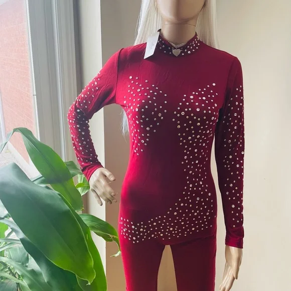 Red Rhinestone Bodysuit - Picture 9 of 9